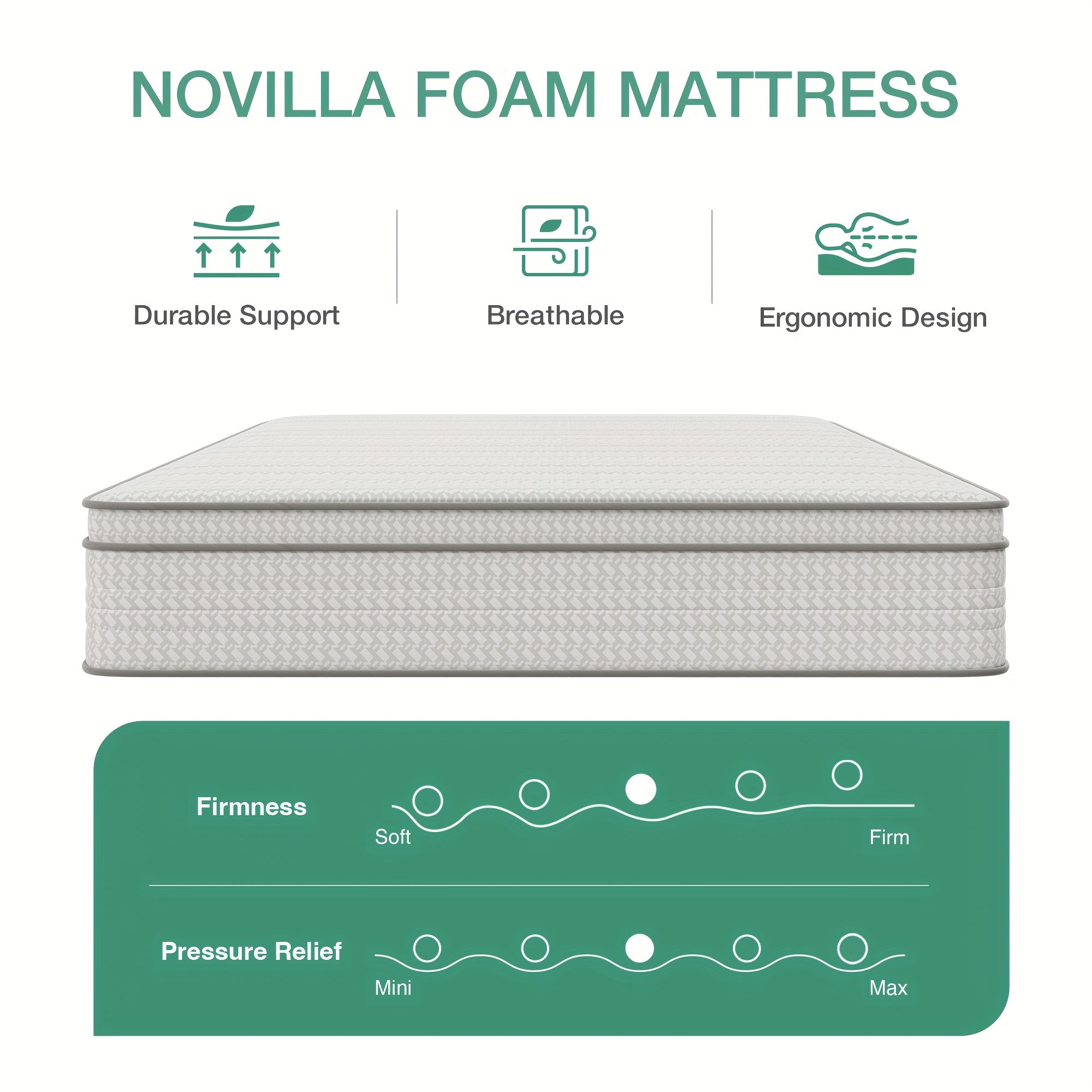 Novilla 6 Inch 8 Inch Hybrid Foam Mattress, SmartS Coil, Pillow Top Design And Motion Isolation
