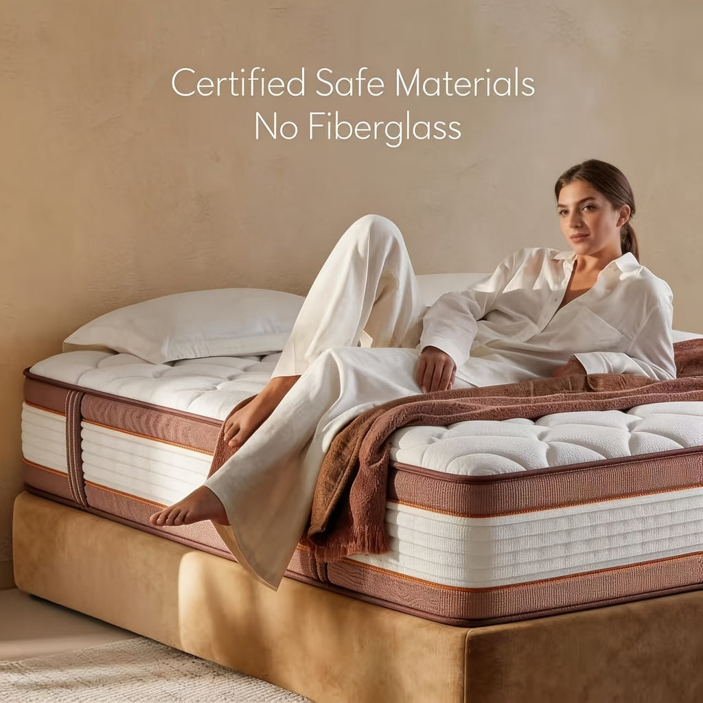 10\u002F12 Inch Pressure Relief Hybrid Mattress Suitable for Full\u002FQueen\u002FKing Bed Sizes - European Top Design with Foam & Pocket Springs, Medium Firm Bed in a Box, Edge Support System, Fiberglass-Free for Use