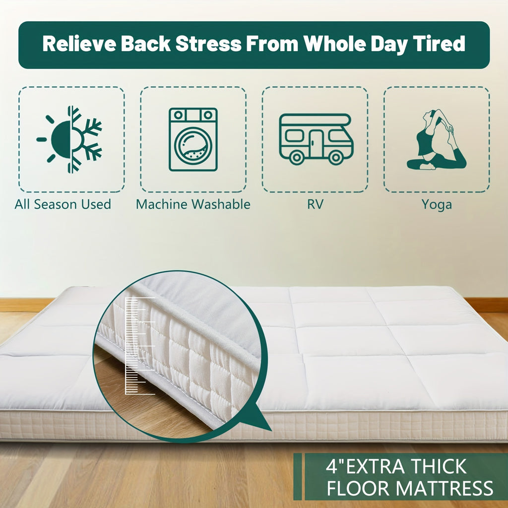 LILYPELLE Extra Thick Memory Foam Twin Mattress, Foldable & Portable Floor Mattress, Washable Sleeping Mat for Home, Camping, Travel & Guest Bed
