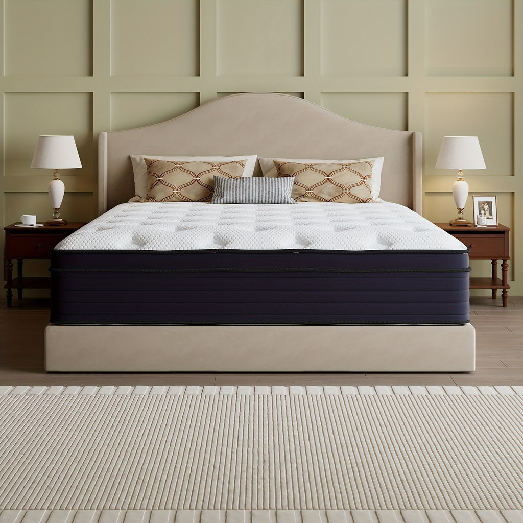 Heavy-Duty Reinforced Mattress 10\u002F12\u002F14 Inch Queen Size - Independent Spring System for Firm Support, High-Density Foam with Reinforced Edges, Ultra-Quiet Design, Boxed Delivery (Available Sizes: Twin\u002FFull\u002FQueen\u002FKing)