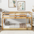 Twin over Twin Bunk Bed with Ladder - Solid Rubber Wood & Composite Wood, Rails, Sturdy 13-Slat Bed Frame, Space-Saving Floor Bed for,, Bedrooms - Easy Assembly, White