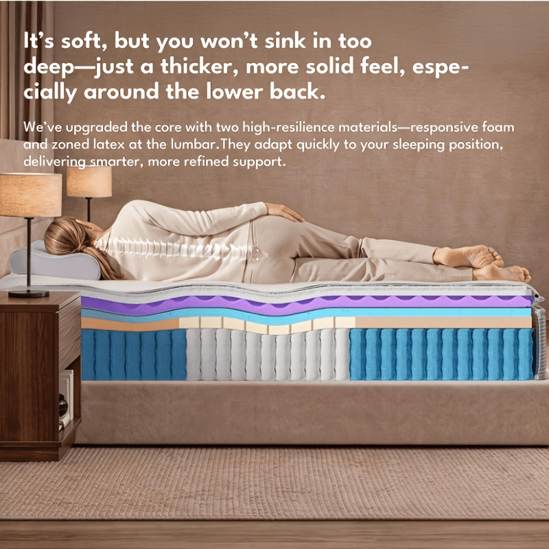 Queen Size 12\u002F14 Inch Mixed Mattress Box - Memory And Spring Bed with Sports Isolation, Medium Hardness, Allergy Resistant Mattress Box Design, No Bedbox\u002FBase Required, Easy to Install (Suitable for Full\u002FQueen\u002FKing Sizes)
