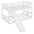 BELLEMAVE 2-in-1 Twin Floor Bunk Bed Frame With Fun Side Ladder, Heavy-Duty Low-Profile Bunk Bed With Full-Length Safety Guardrails, Noise-Reduced Design, No Box Spring Required, Modern Bedroom Furniture For Small Apartments, White