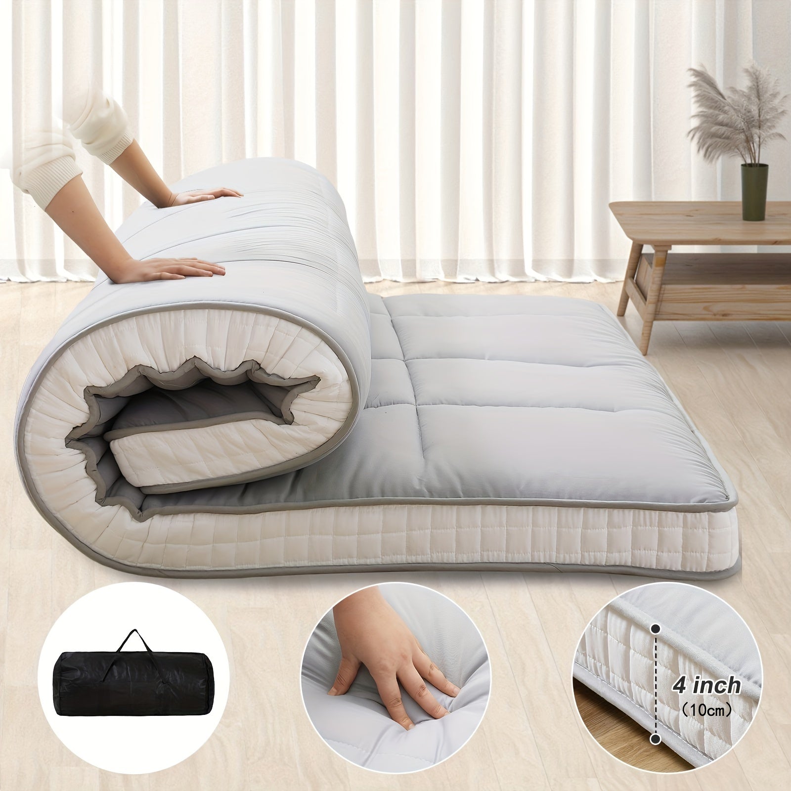 LILYPELLE Extra Thick Memory Foam Twin Mattress, Foldable & Portable Floor Mattress, Washable Sleeping Mat for Home, Camping, Travel & Guest Bed