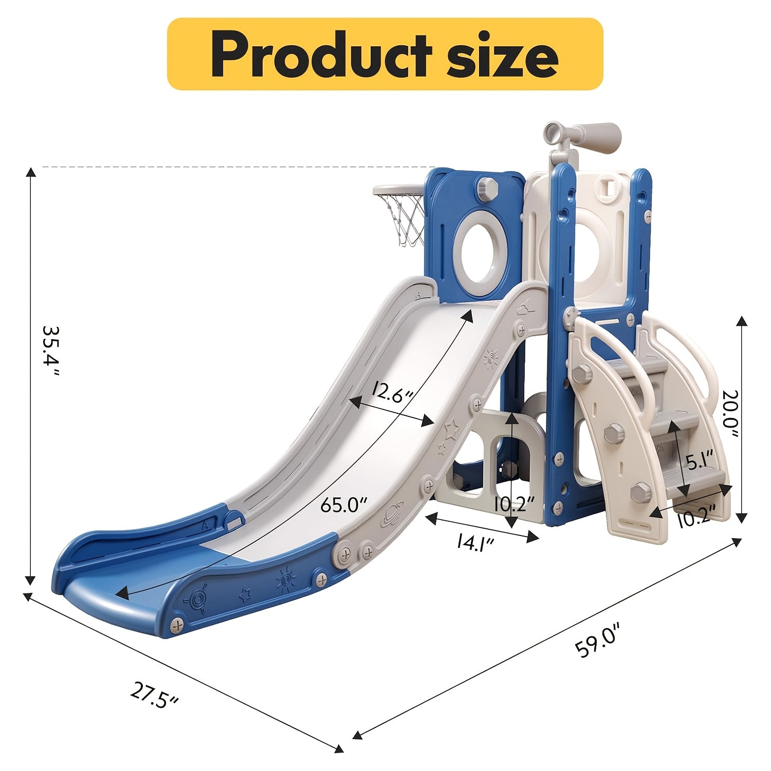 6 In 1 Toddler Playset With Slide, Toddler Slide, Slide For Kids With Basketball Hoop, Ball, Ring Toss, Kids Slide Toddler Playground Toddler Slide Indoor Outdoor Toys