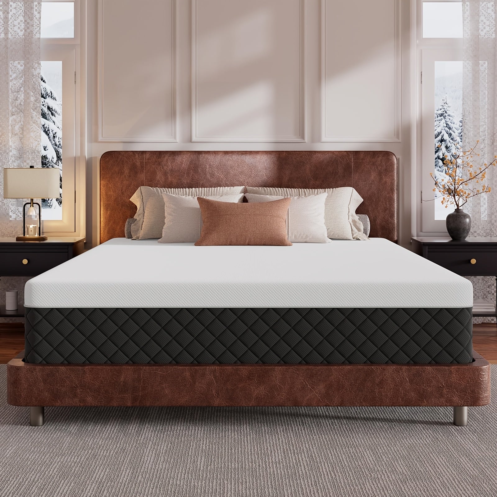 Queen Memory Foam Mattress, 14-inch Medium Firm Adaptive Foam Mattress with Built-in Breathable Fabric Cover, Provides Pressure Relief and Contour Support, No Fiberglass,, Delivered in 3 to 5 Days
