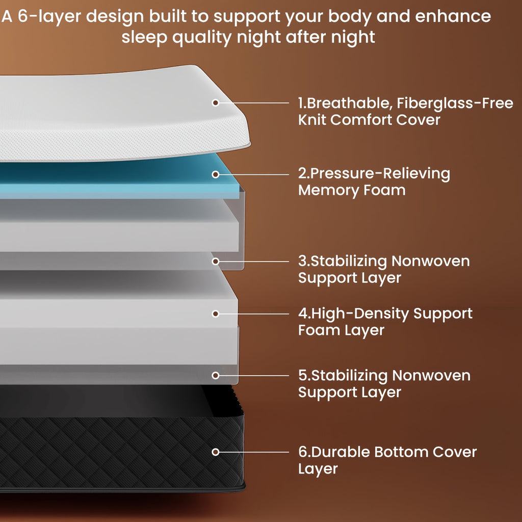 Queen Memory Foam Mattress, 14-inch Medium Firm Adaptive Foam Mattress with Built-in Breathable Fabric Cover, Provides Pressure Relief and Contour Support, No Fiberglass,, Delivered in 3 to 5 Days