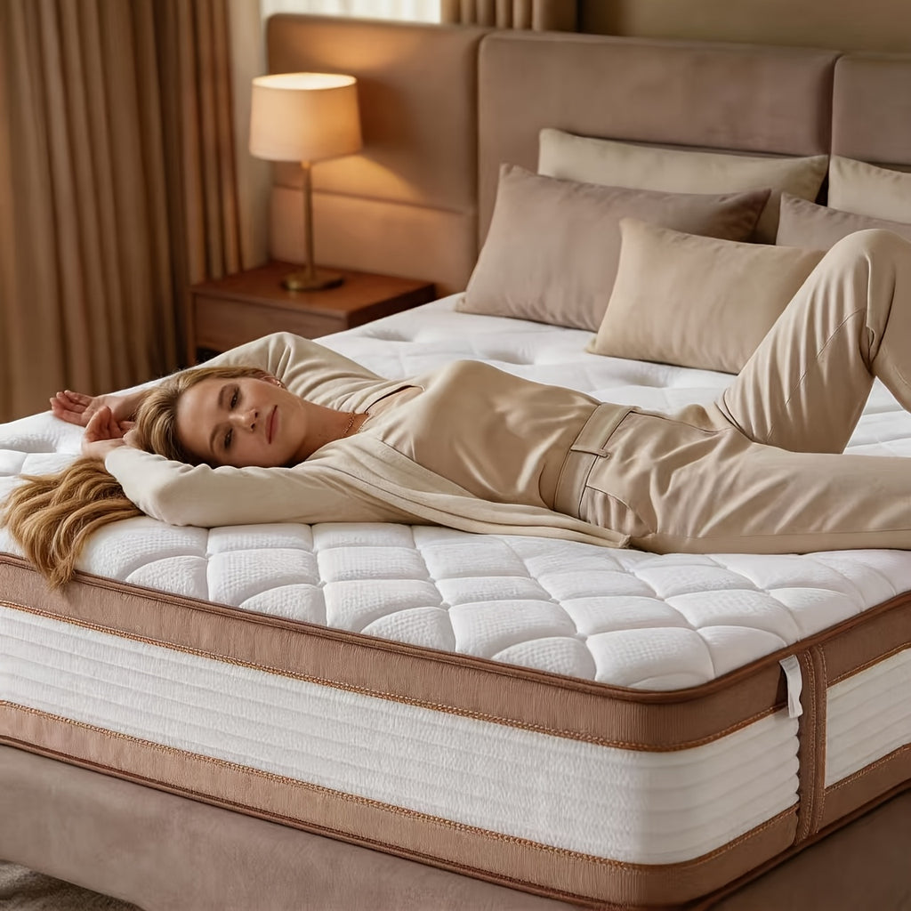 Queen Size 12\u002F14 Inch Mixed Mattress Box - Memory And Spring Bed with Sports Isolation, Medium Hardness, Allergy Resistant Mattress Box Design, No Bedbox\u002FBase Required, Easy to Install (Suitable for Full\u002FQueen\u002FKing Sizes)